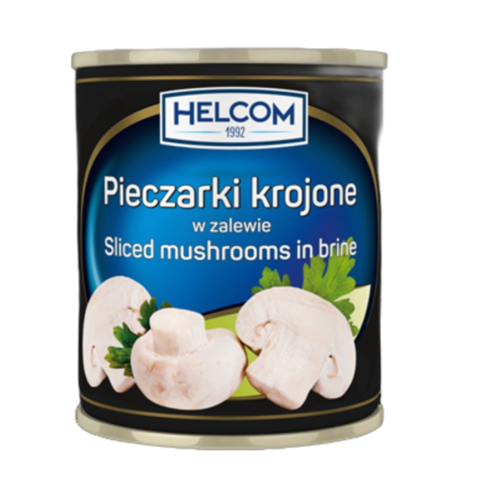 Conserva ciuperci feliate in saramura, HELCOM, 2,55 kg, 1,2 kg dupa scurgere, 5-25°C