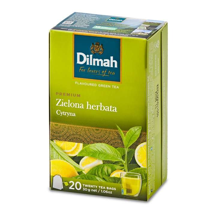 Зелен чай с аромат на лимон, Dilmah, 20 пакетчета x 1,5g