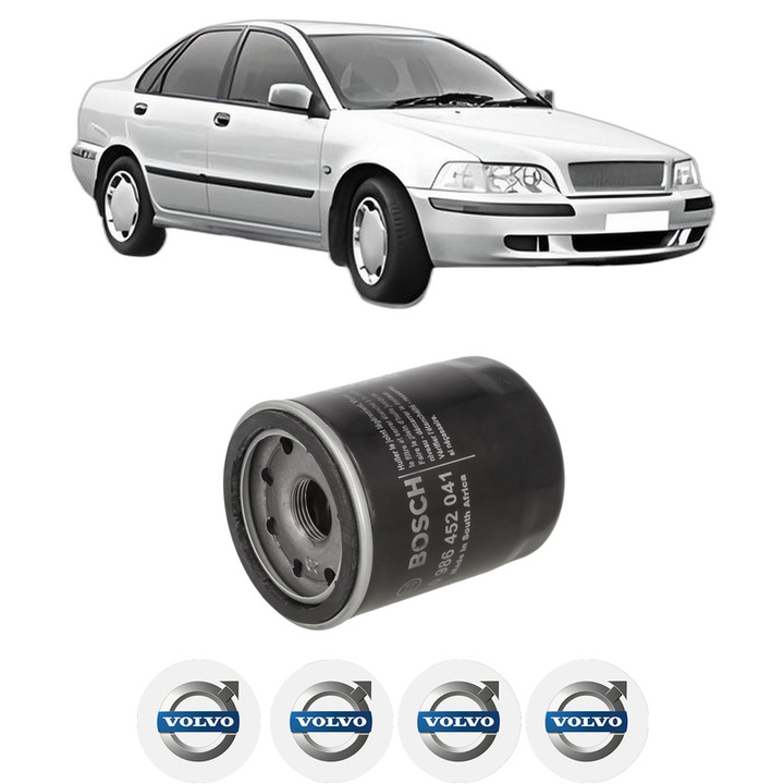 Filtru ulei VOLVO S40 I (644) 1.8 i din 2001-2003 KW 90 CP 122 CMC 1834, auto, Bosch, 4x Stickere auto cu VOLVO