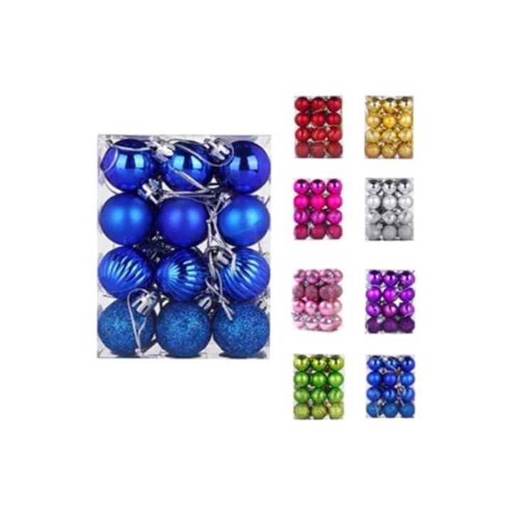 Set de 24 globuri de Craciun 3cm roz Lalamoli