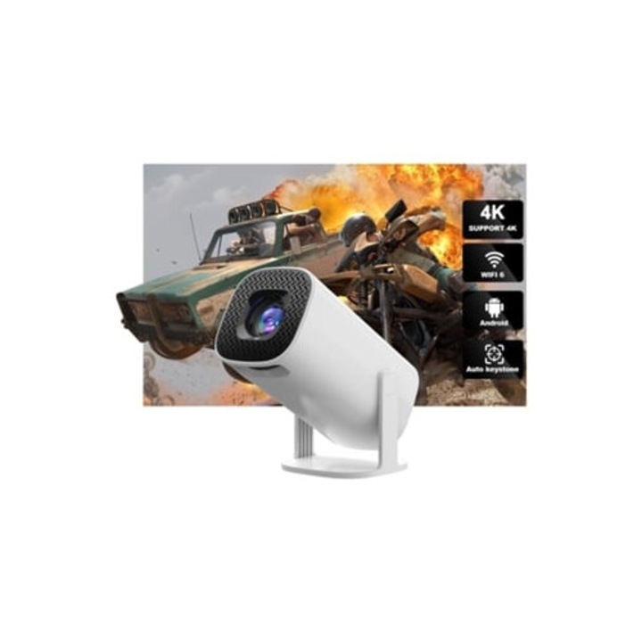 Videoproiector portabil 4K 1080p, Android 11, Wifi5, BT 5.4, corectie automata nivel, refurbished