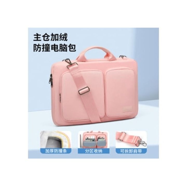 Laptoptáska, Lalamoli, rózsaszín, 14.1x15.4 inch, vállpánttal