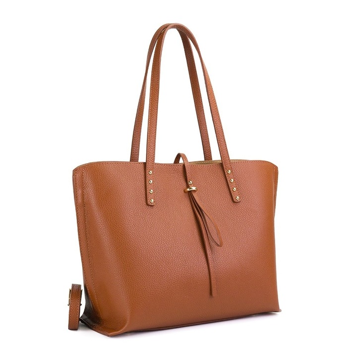 Poseta Piele Isabelle - Coniac, Geanta Casual din Piele Naturala, Geanta, Genti