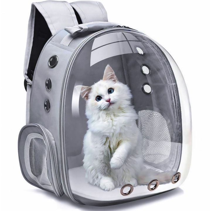 Rucsac transport pentru animale JUMI, gri, 41x32x22cm, ventilat, usor de curatat