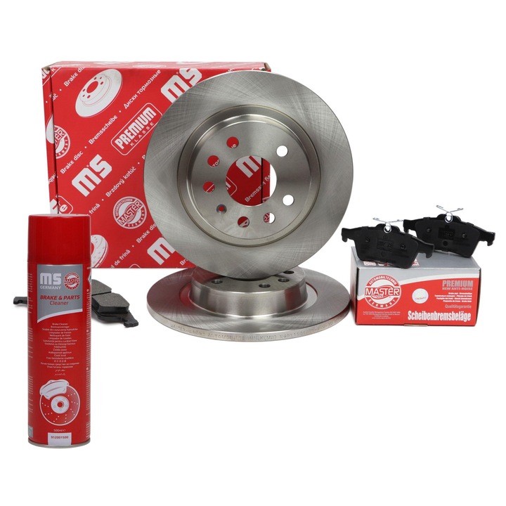 Комплект дискове и накладки Master-Sport, задни, 278x11.9мм, включително спрей за почистване на спирачки