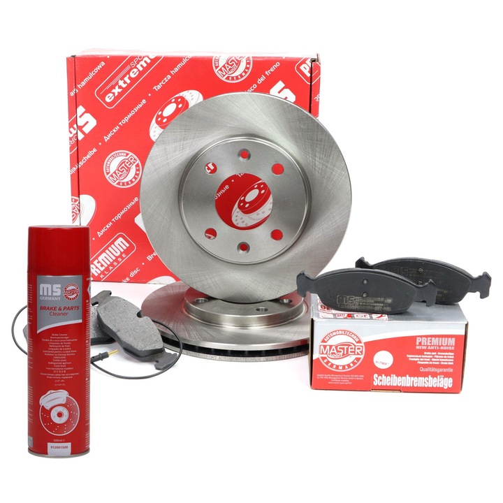 Fék szett Master-Sport, tárcsák és fékbetétek, szellőztetett, 247x20,4mm, 4 lyuk, többszínű