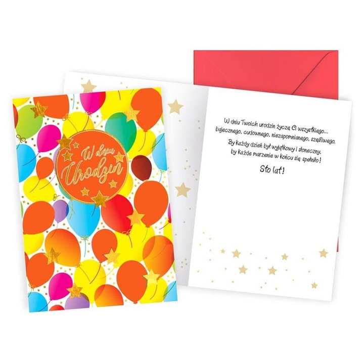 Felicitare KUKARTKA, set, B6, 16.6x11.7cm, interior colorat, doua tipuri de decoratiuni
