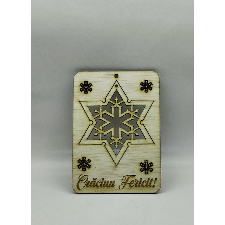 Felicitare Craciun cu Glob detasabil Lemn Natur F3