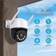 Camera de Supraveghere Inteligenta Video CCTV Dubla Omelivon® A19B, WiFi, 4MP, Exterior/Interior, Detectie Umana AI, Viziune Nocturna, Detectie Miscare, Rotire, Microfon Bidirectional, Lentile Duble, Stocare interna si Cloud, Incarcator，Alb/Negru