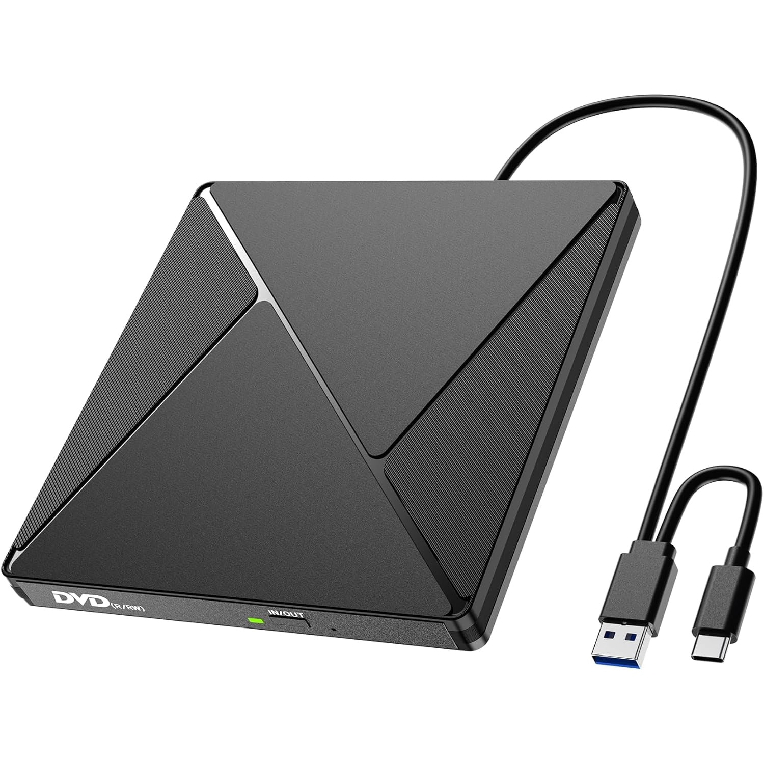 Unitate optica CD/DVD externa, USB 3.0/Type-C, 5Gbps, negru, 2MB