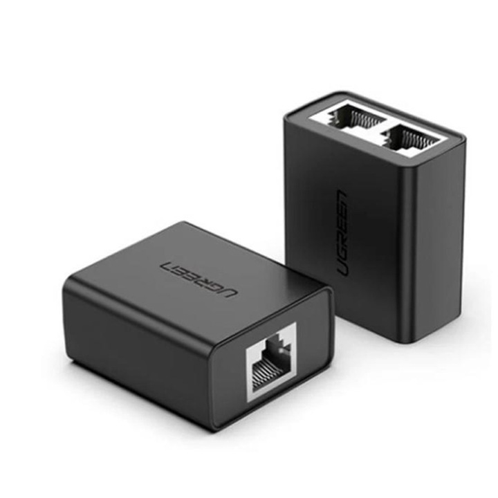 Ugreen RJ45 elosztó 1 az 2-ben, Plug & Play, kétportos, stabil csatlakozás, fekete