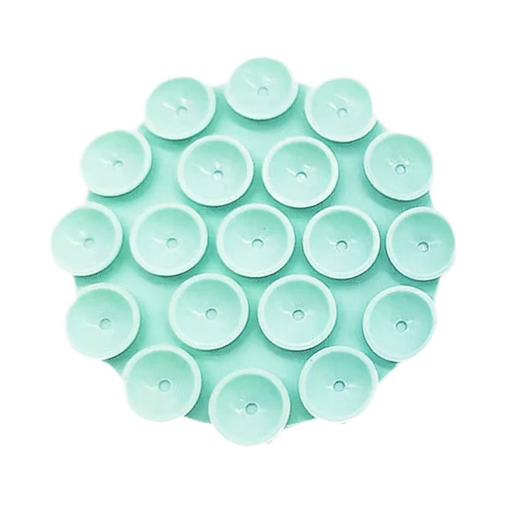 Suport birou pentru telefon Phone Holder (SC CUP) Suction Pad for Selfies, Silicone, Adhesive Mount, Round Shape Cyan Bleu