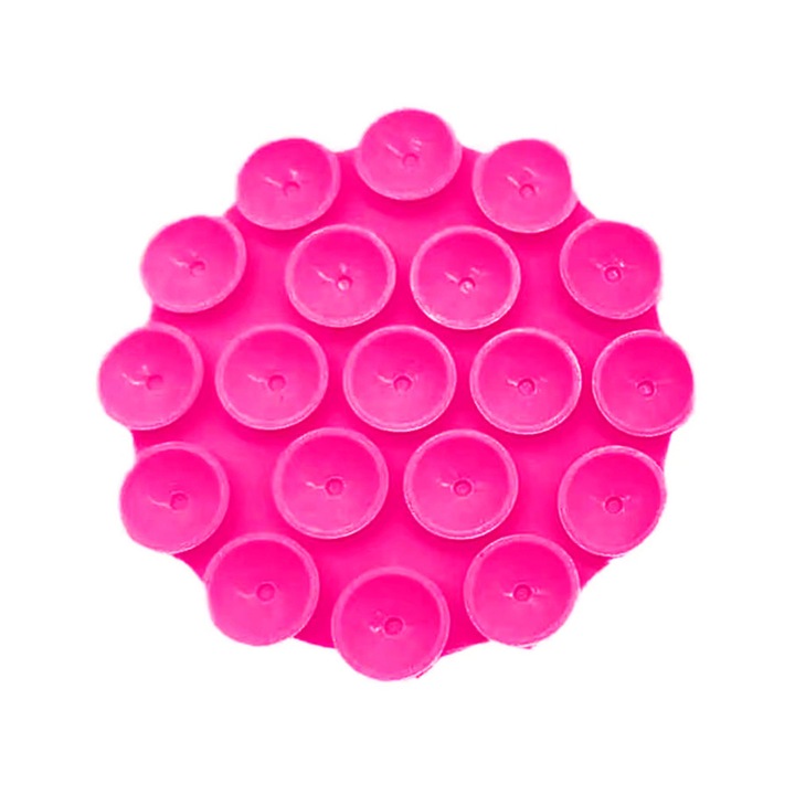 Suport birou pentru telefon Phone Holder (SP CUP) Suction Pad for Selfies, Silicone, Adhesive Mount, Round Shape Roz