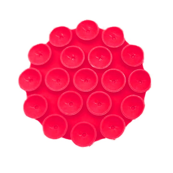 Suport birou pentru telefon Phone Holder (SR CUP) Suction Pad for Selfies, Silicone, Adhesive Mount, Round Shape Rosu