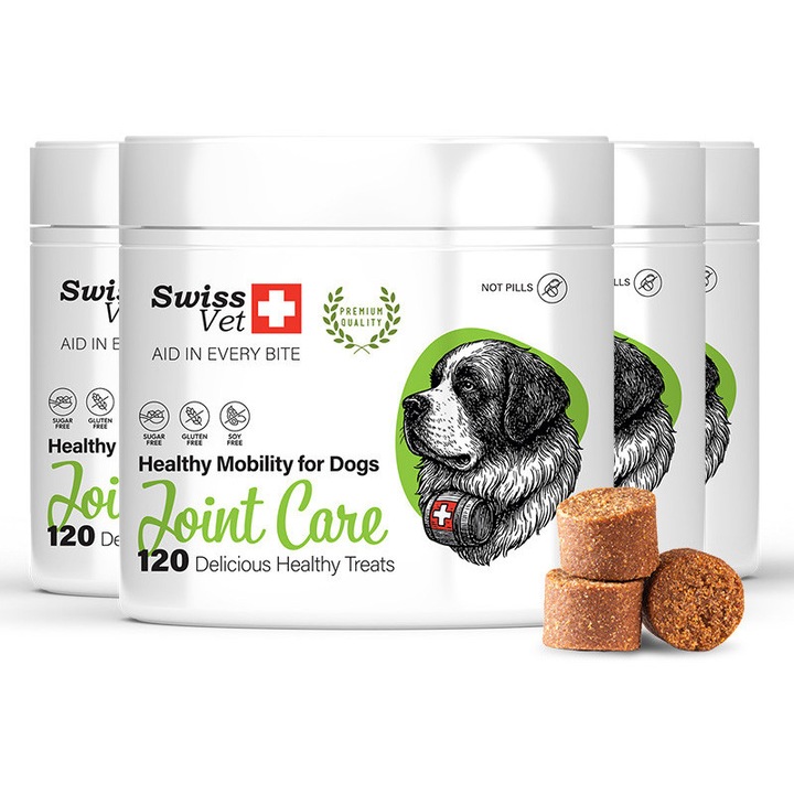 Száraz Kutyatáp, Swiss Vet, Kutyáknak, 480 Darab, Funkcionális Jutalomfalatok, OGM, Gabonafélék, Glutén, Szója, Hozzáadott Cukor És Mesterséges Tartósítószerek Nélkül, Ízületi És Mozgásszervi Támogatás, Minden Fajta És Méretű Kutya Számára