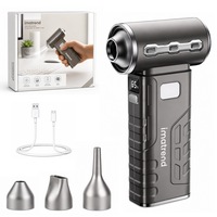 Suflanta Aer Comprimat Portabila IMA Trend®, Turbo Fan 140000 RPM, 6 Trepte Putere, Baterie 3000 mAh, Incarcare USB-C, Motor Fara Perii, Pentru Auto, Frizerie, Curatare Filtre, Praf si Frunze, Argintiu