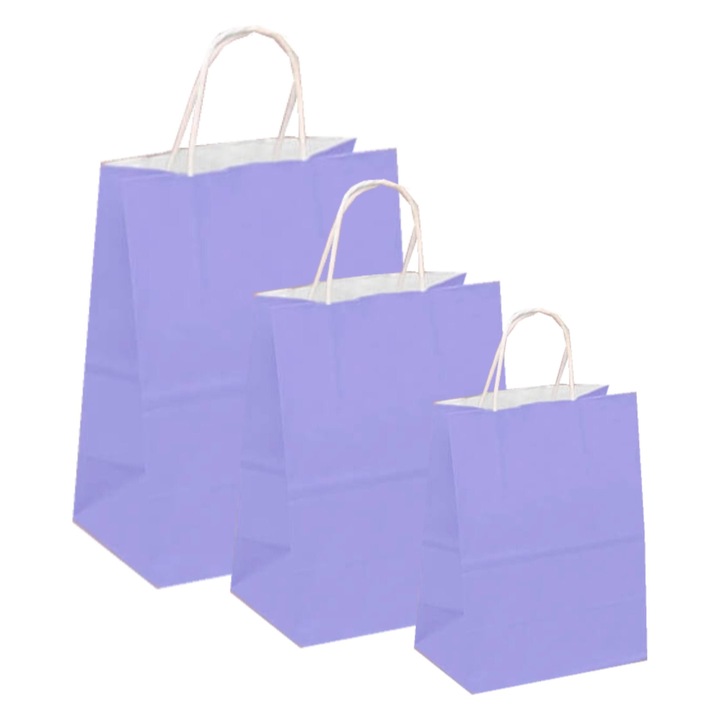 Pungi albe si colorate 100% lila, 32x12x41 cm, set 100 bucati