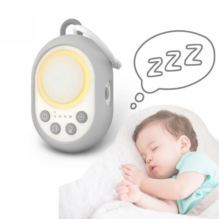 Dispozitiv si Aparat Sunete Albe, White Noise, Aparat Portabil cu 20 Sunete calmante din natura, Pentru Copii si Adulti, Lumina Veghe, Functie Timer 30-60-90, Incarcator USB-C, Acumulatori 1200mAh