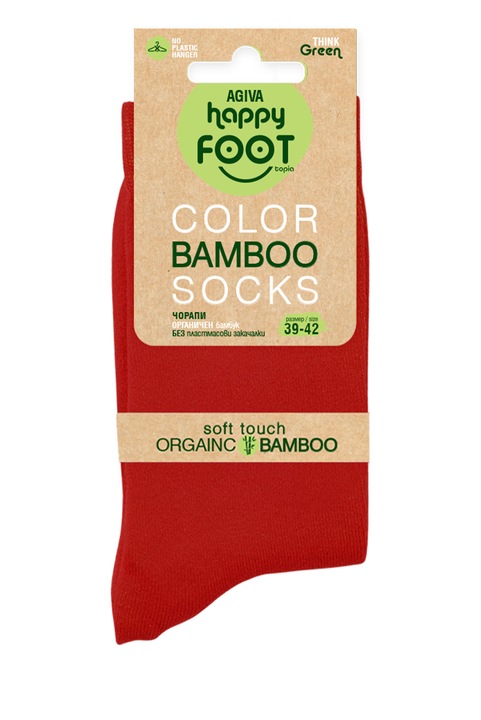 Șosete de damă Happy Foottopia cu fir de bambus, Rosu