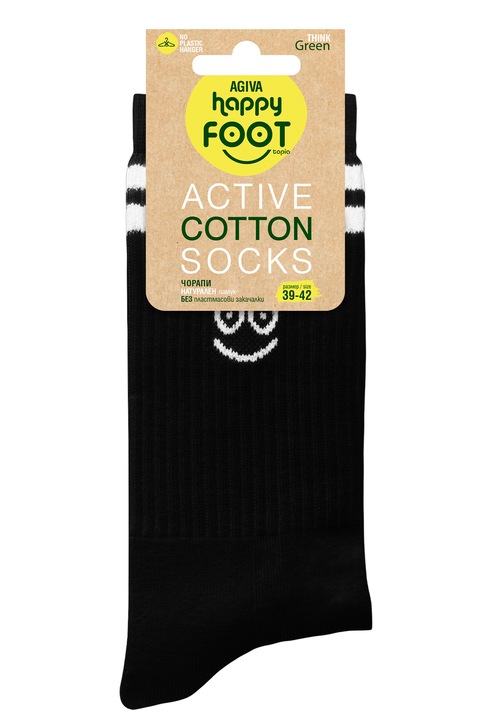 Sosete de dama Agiva Happy Foottopia, Active, Bumbac, Negru