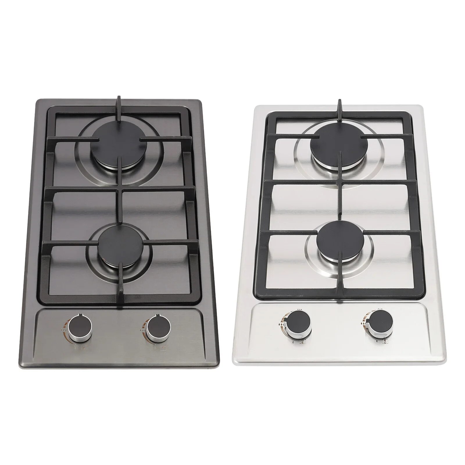 Aragaz pe gaz, montare incastrata pe blat, arzatoare duble 3KW+1.75KW, negru