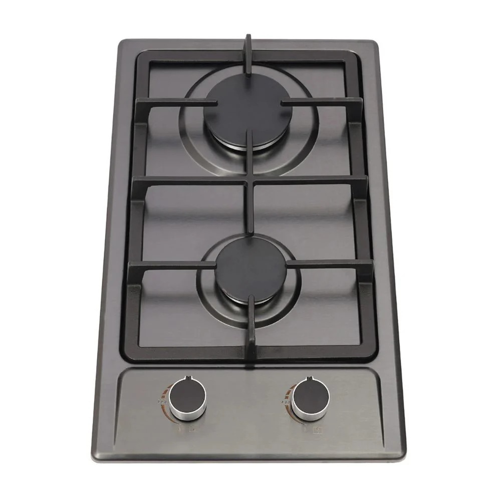 Aragaz pe gaz, montare incastrata pe blat, arzatoare duble 3KW+1.75KW, negru