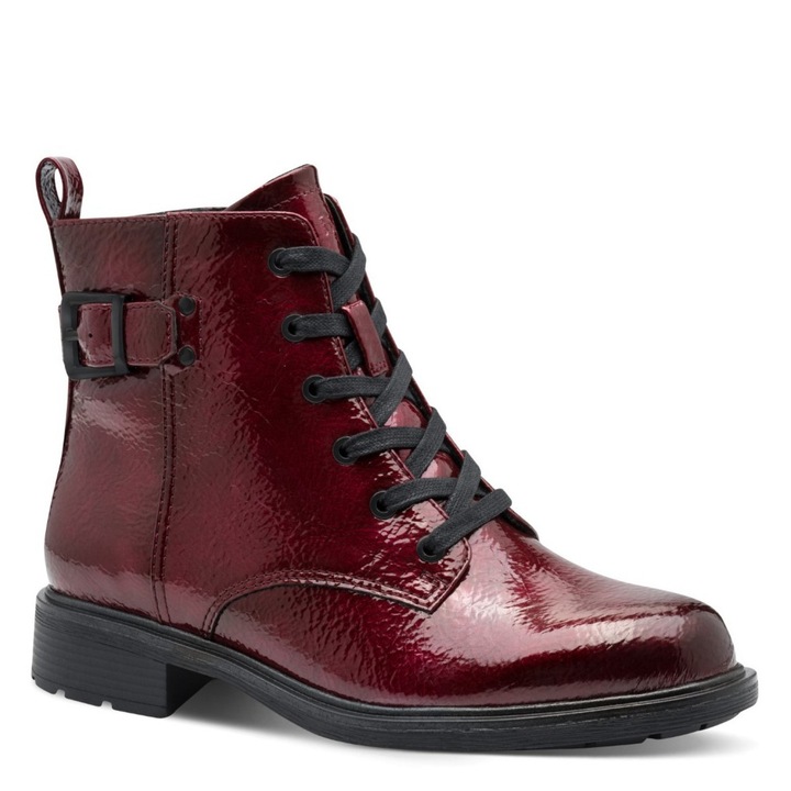 Jana női fűzős cipzáras bordó bokacipő 25278-45-542 07698 Méret 37