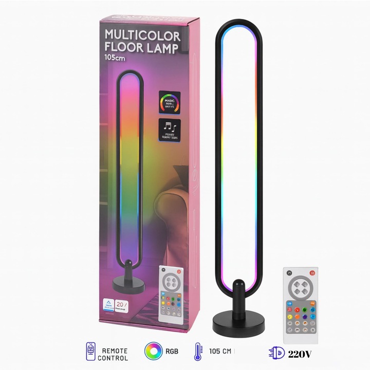 Lampa LED de Podea S-Eye 105 cm – Control prin Telecomanda si Efecte RGB Dinamice