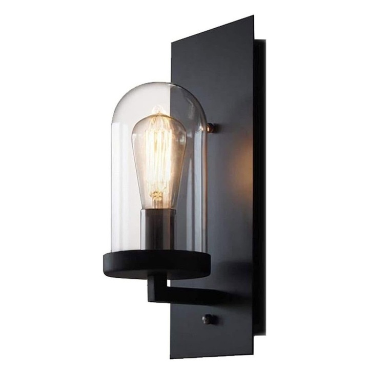 Lampa de perete in stil vintage, corp de iluminat cu abajur cilindric pentru interior si exterior (fara bec)