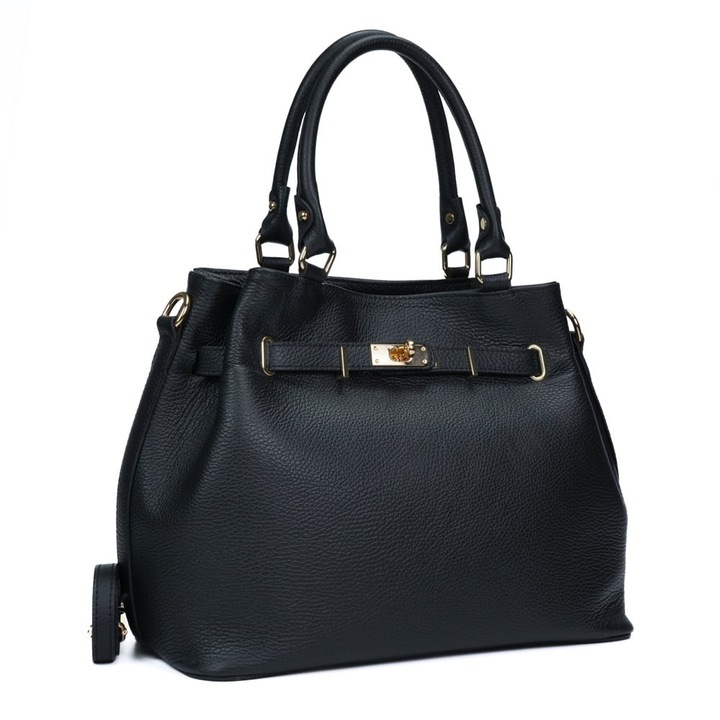 Poseta Piele Ingrid - Negru, Geanta Casual din Piele Naturala, Geanta, Genti