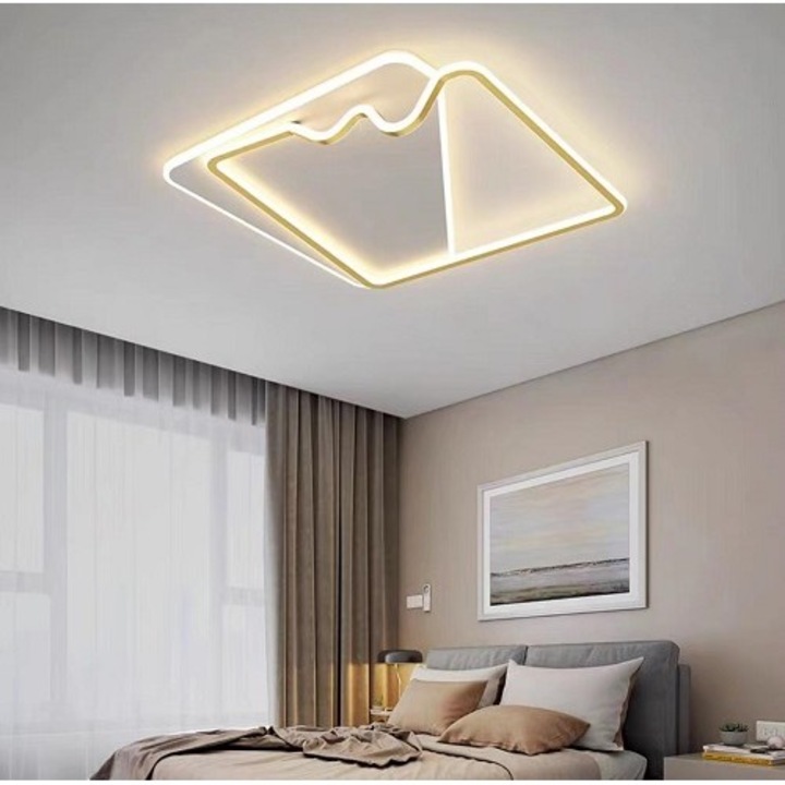 Lustra LED 160W 3 Functii Dimabila cu Telecomanda LZ3943, Auriu