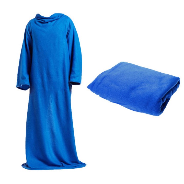 Patura cu maneci Verk Group® Snuggie universala albastra, patura fleece moale si calduroasa pentru citit si TV, patura cu maneci pentru relaxare acasa sau in calatorii, Snuggie confortabila, patura fleece usoara, cadou practic, intretinere simpla, mereu