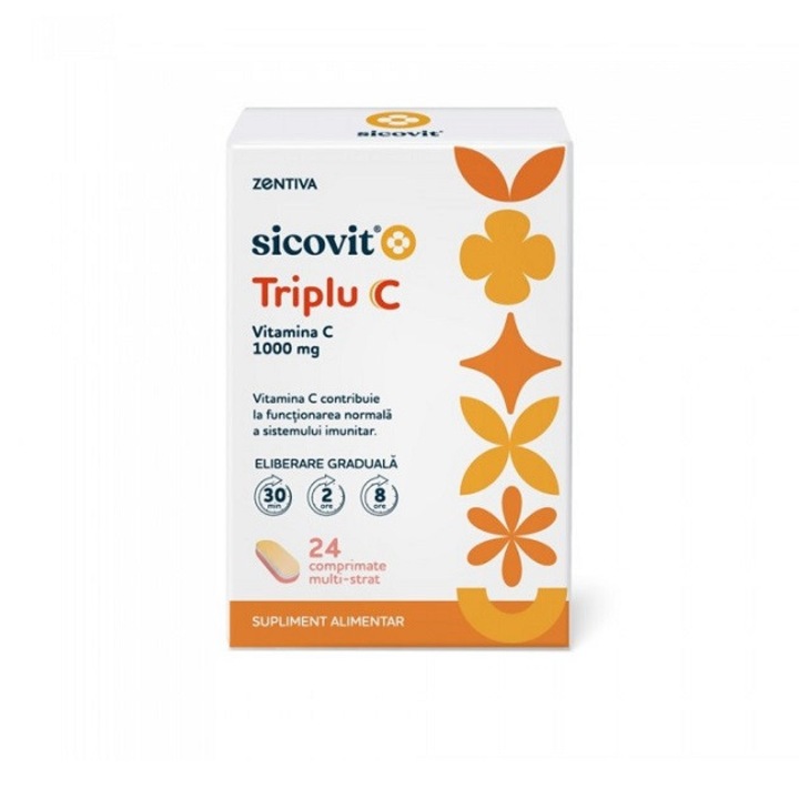 Supliment alimentar Triplu C Sicovit, 24 comprimate multi-strat, Zentiva