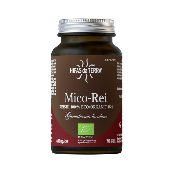 Mico Rei, Hifas da Terra, 70 capsule, extract 15:1 ciuperca Ganoderma lucidum ECO, benefic pentru somn si echilibru emotional, antiinflamator natural
