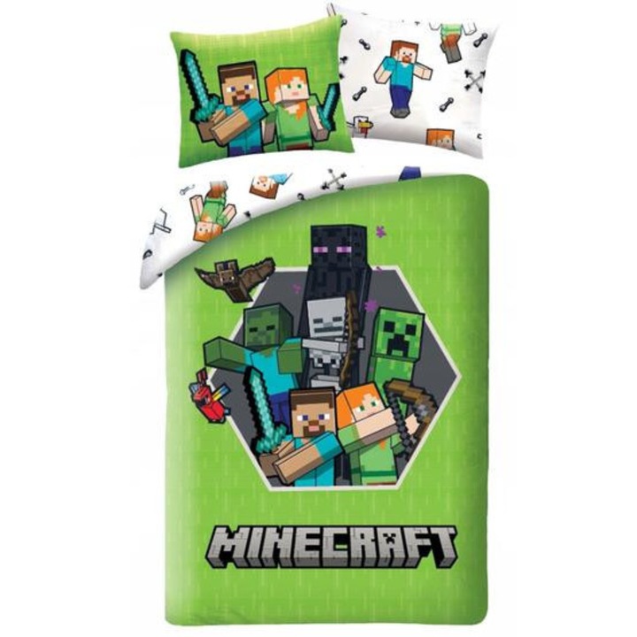 Комплект спално бельо Minecraft - зелен (MNC-677BL)