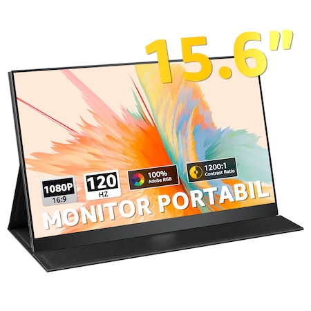 Monitor Portabil LED IPS, 15.6 Inci, Yodoit, Utilizarea tehnologiei HDR ...