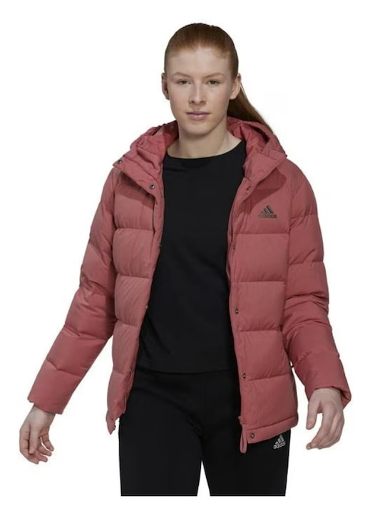 Дамско яке с гъши пух Аdidas Helionic Hooded Down, Червен