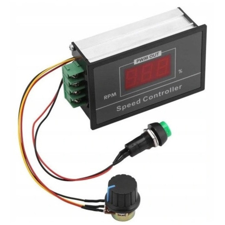 Regulator De Turatie, Oem, 6 60V 30A Cu Carcasa, Reglare Lina A Turatiei In Intervalul 0%, 5 100%, Nivel Scazut De Interferente Generate, Curent De Repaus 0.025A, Frecventa Pwm 15Khz, 95 x 60 x 32 mm