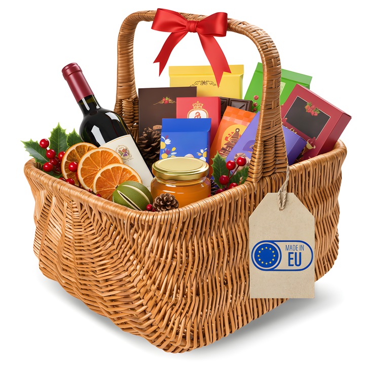 Kosár, Fűzfavessző, Creative Home, 42 x 32 x 40 cm, Holland Fogantyúval, Gombás Kosár, Dekoratív Piknik Kosár, Kézzel Készült Tartós Anyag, Természetes Barna Vastag Fűz, Többfunkciós