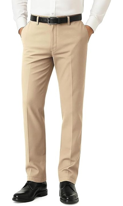 Pantaloni casual bărbați GINGTTO, crem, elastici, Crem
