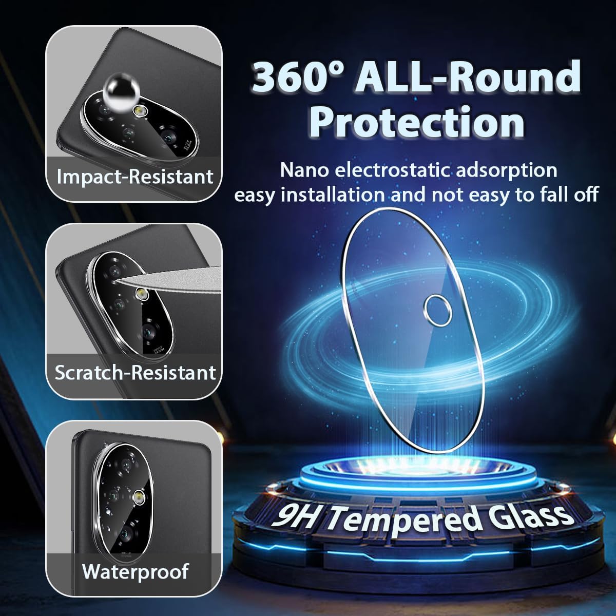 Folie protectie camera foto, 2 piese, sticla securizata, transparenta, 9H, pentru Honor 200 Pro