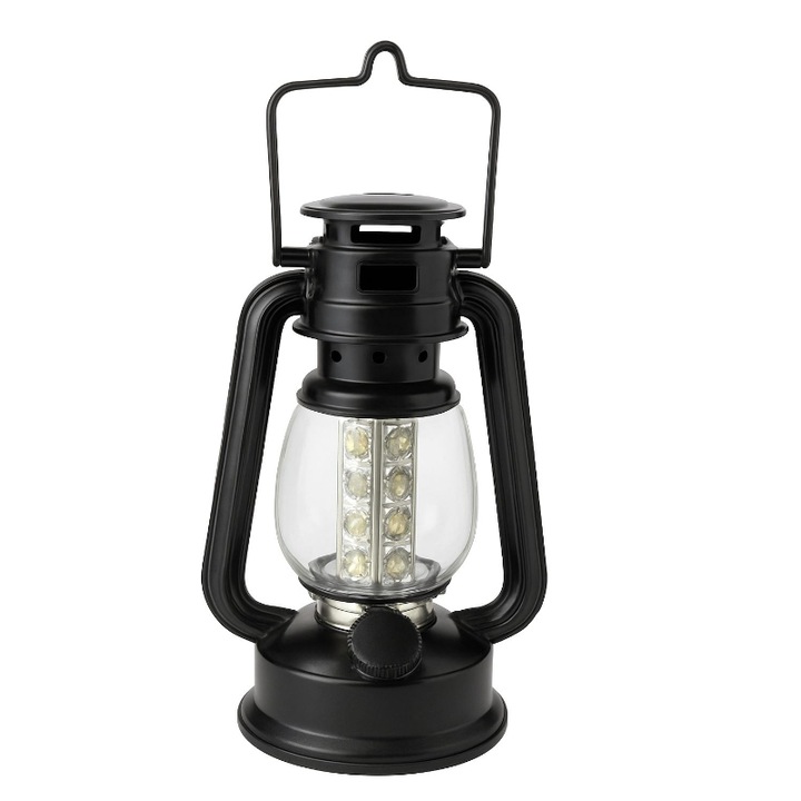 Felinar Retro HOZRO, iluminare 360 LED, negru, pentru interior și exterior
