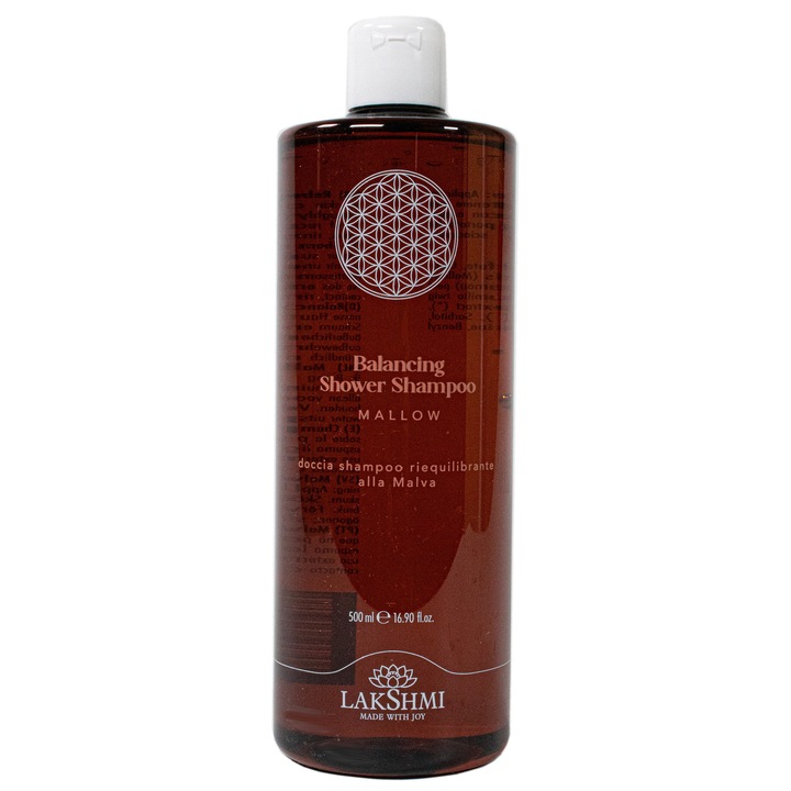 Lakshmi 2 az 1-ben tusfürdő, mályva kivonattal, 500ml, zsíros Kapha bőrre és fejbőrre, uniszex