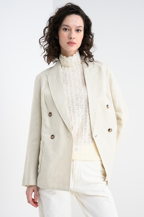 United Colors of Benetton, Ленено сако с двуредно закопчаване, Бежов