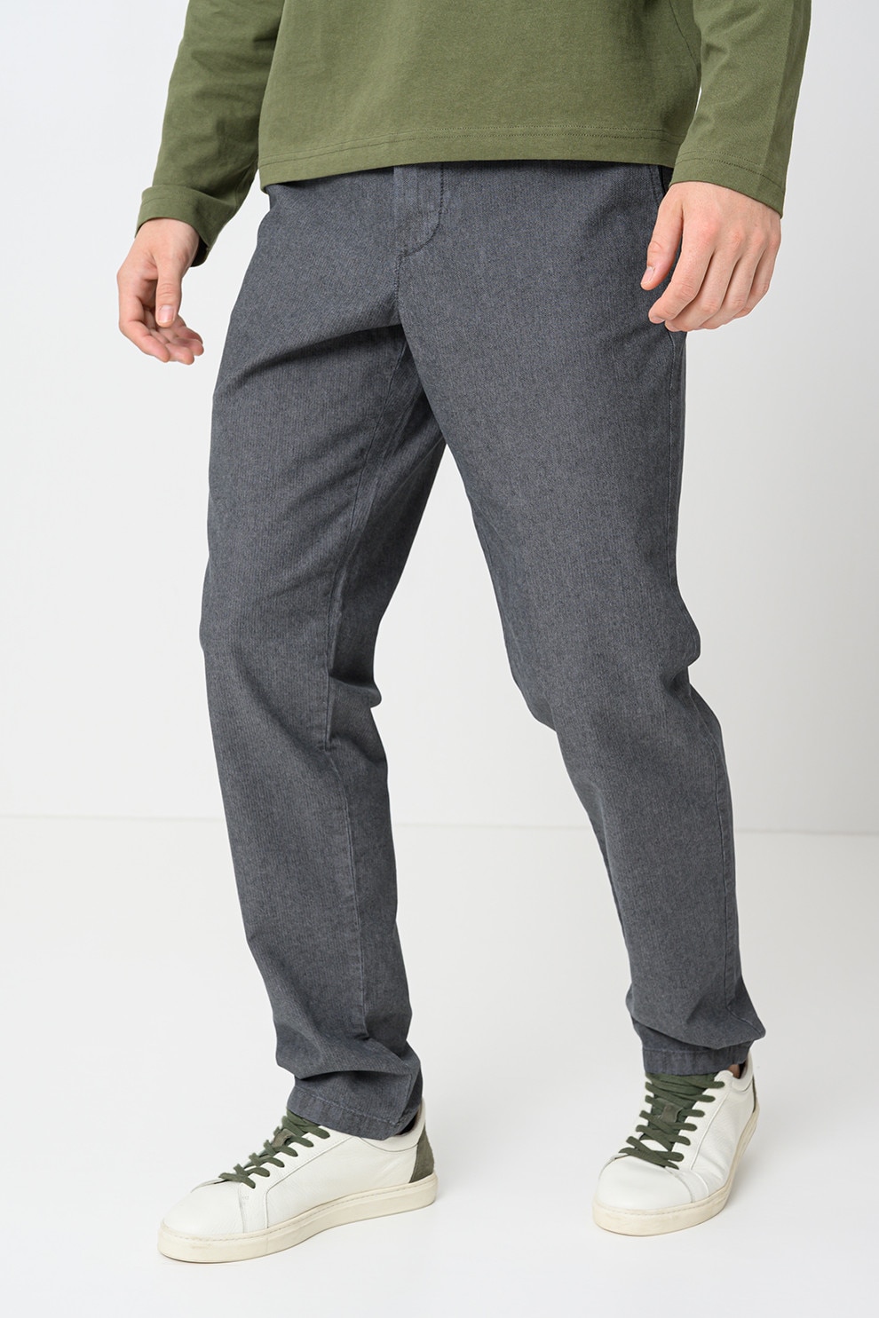 United Colors of Benetton, Pantaloni chino cu talie medie, Gri inchis, 50