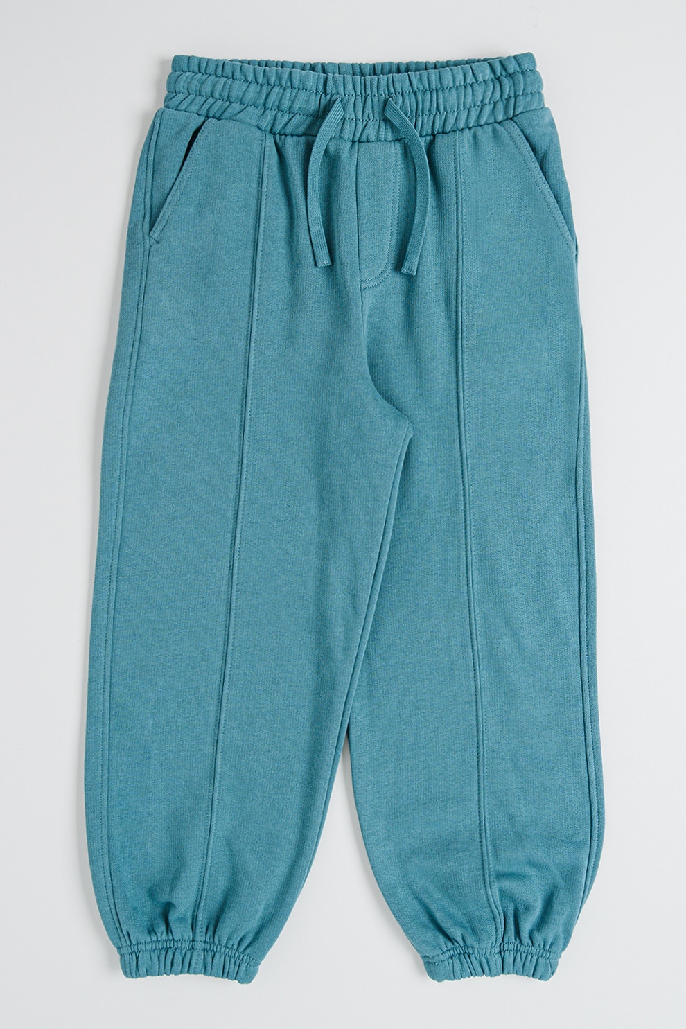 United Colors of Benetton, Pantaloni uni de trening cu snur, Verde marin, 160 CM