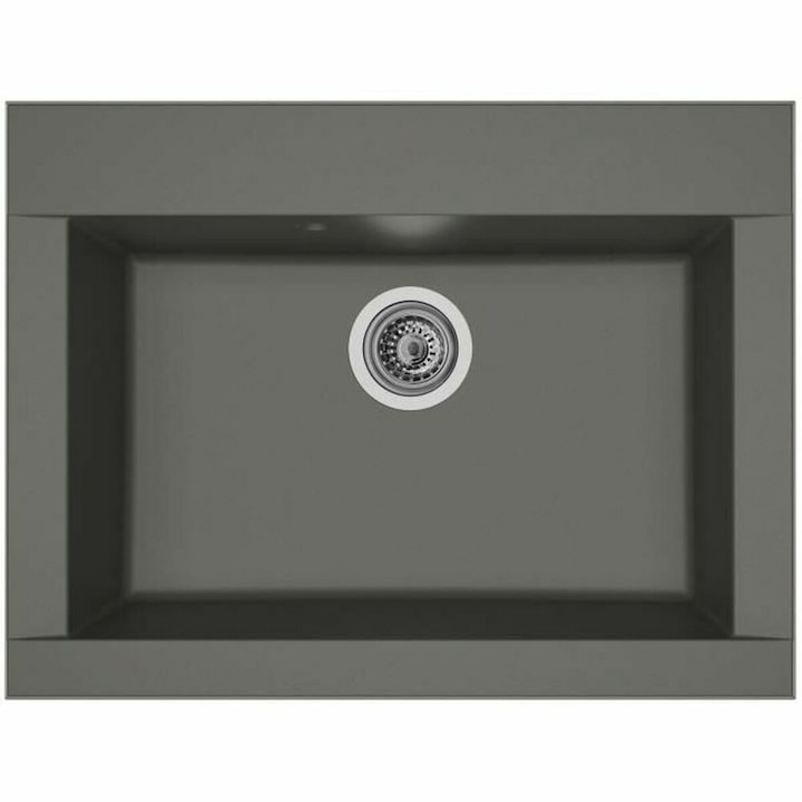 Chiuveta, Stradour, o cuva, gri, material rasina, tip de instalare incorporat, dimensiuni 66 x 50 cm