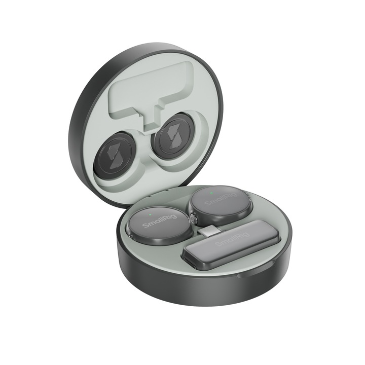 Microfon wireless SmallRig S 60, USB-C, negru, 300m raza de acțiune, 11 ore autonomie, set 1 TX + 1 RX