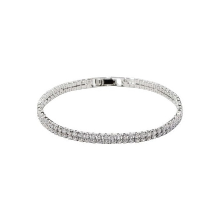 Brățară delicată cu cristale, argintie, lungime: 18cm