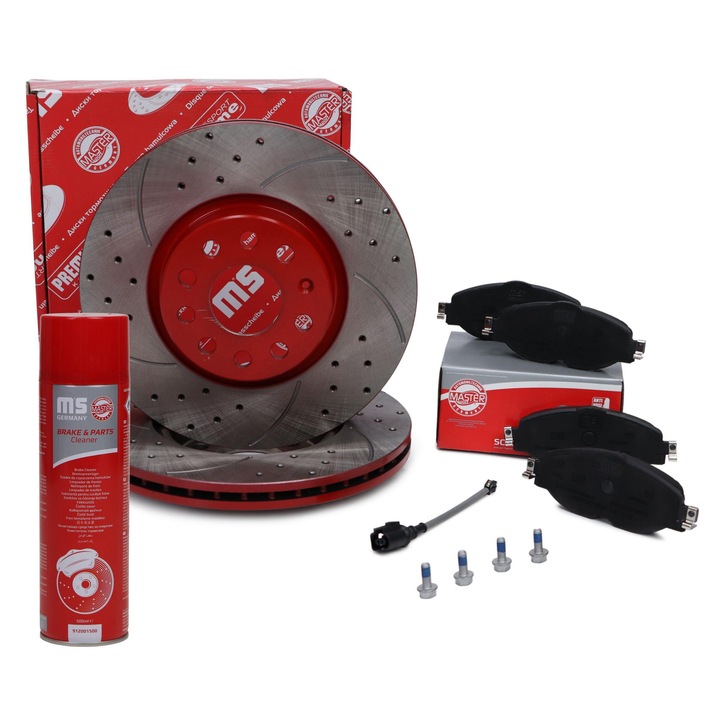 Master-Sport féktárcsa és fékbetét készlet, szellőztetett, 5 lyuk, 160x312mm, Audi A3, A4, Q2, többszínű